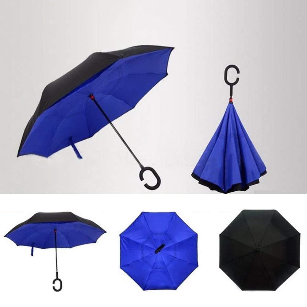 6211 Plain Design Windproof Upside Down Reverse Umbrella With C-shaped Handle 6211 Plain Design Windproof Upside Down Reverse Umbrella With C-shaped Handle